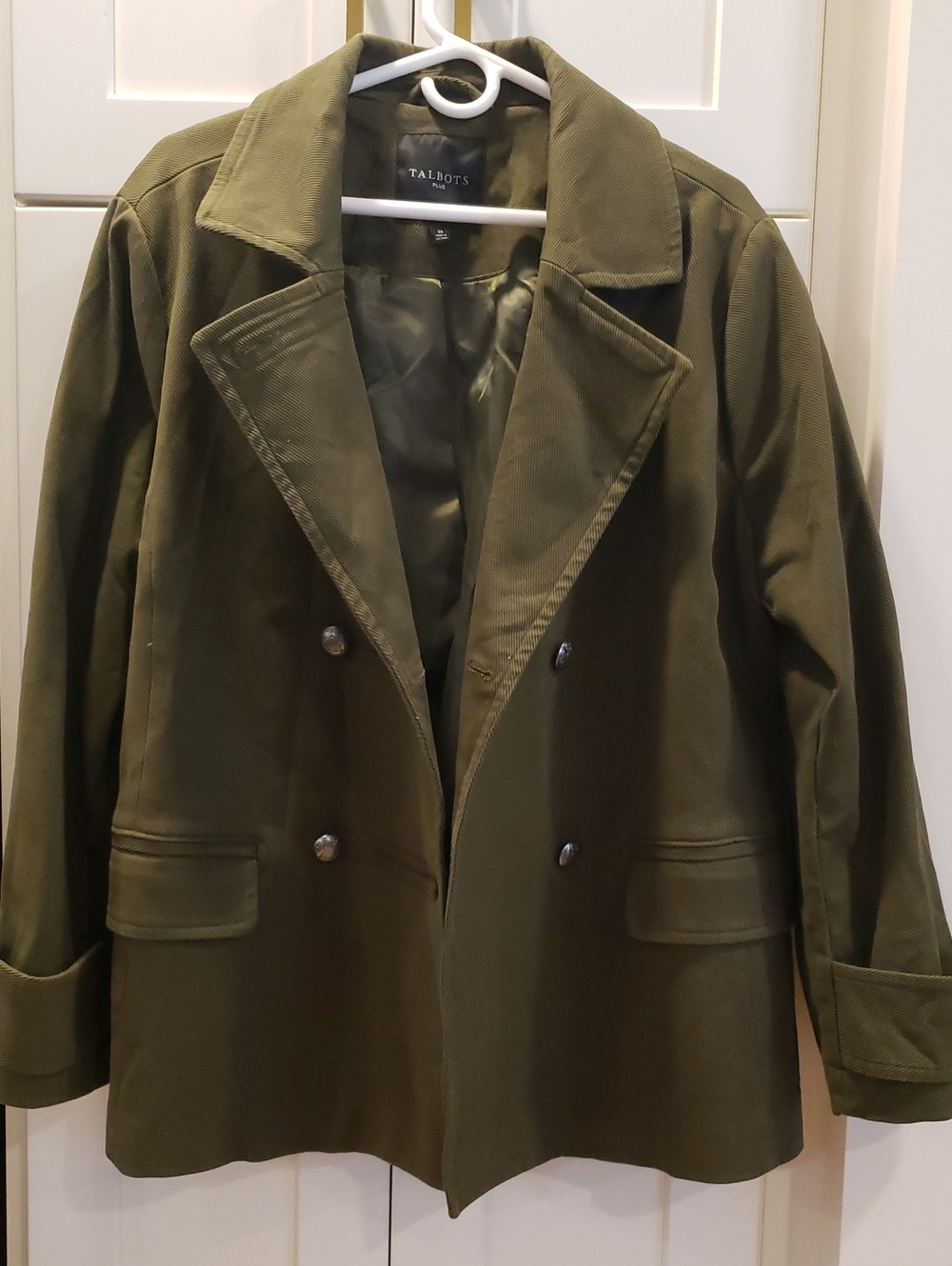 Talbots Olive Green Double-Breasted Pea Coat